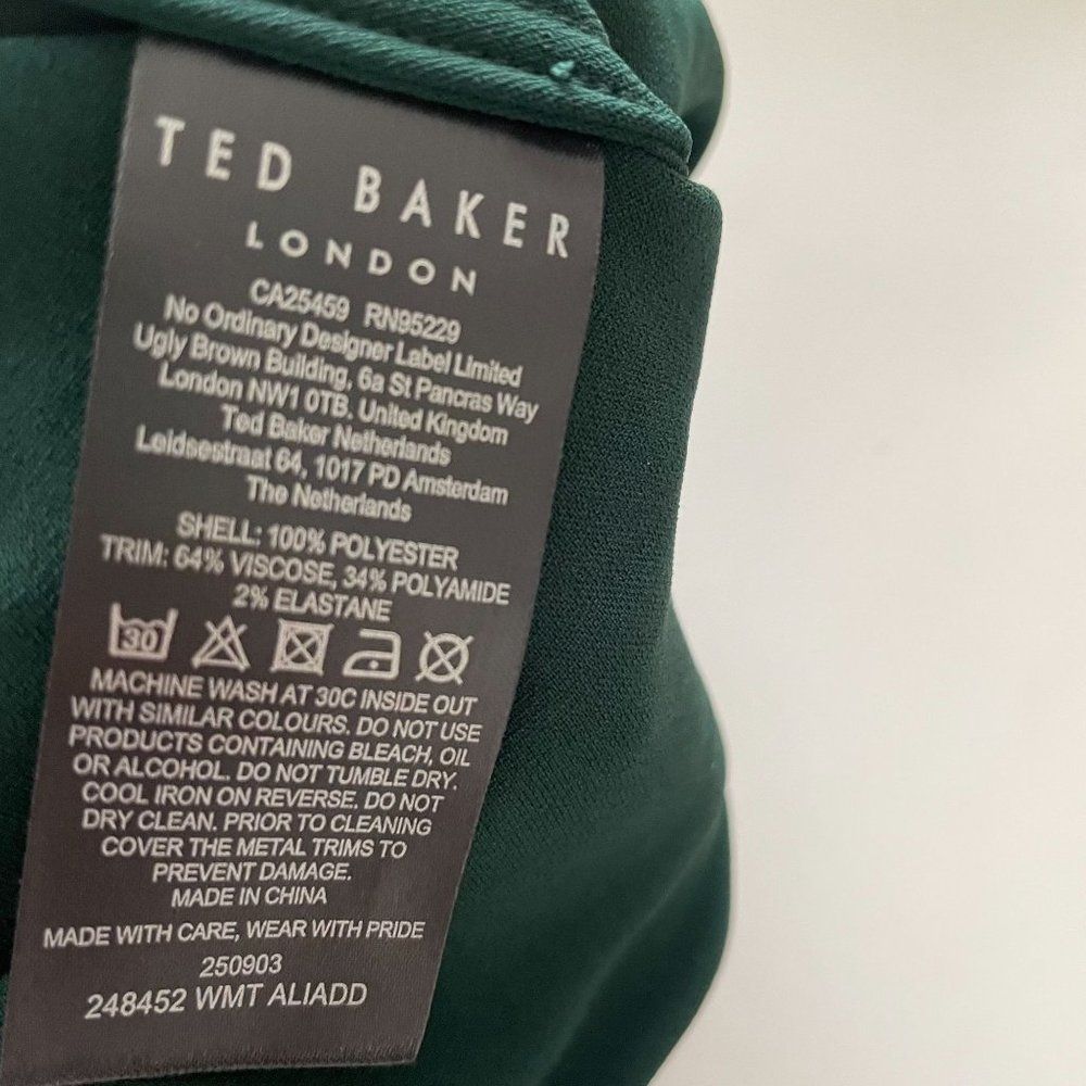 Ted Baker Aliadd Rib Detail Jogger Trouser Pants Green US 8-10 Career NWT - Picture 13 of 13